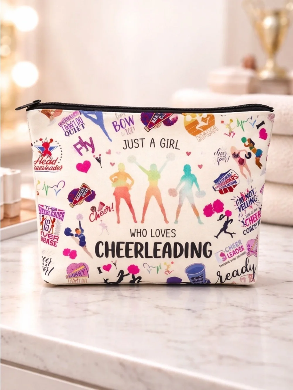 NWT Canvass “Cheerleader” Zipper Bag Makeup
